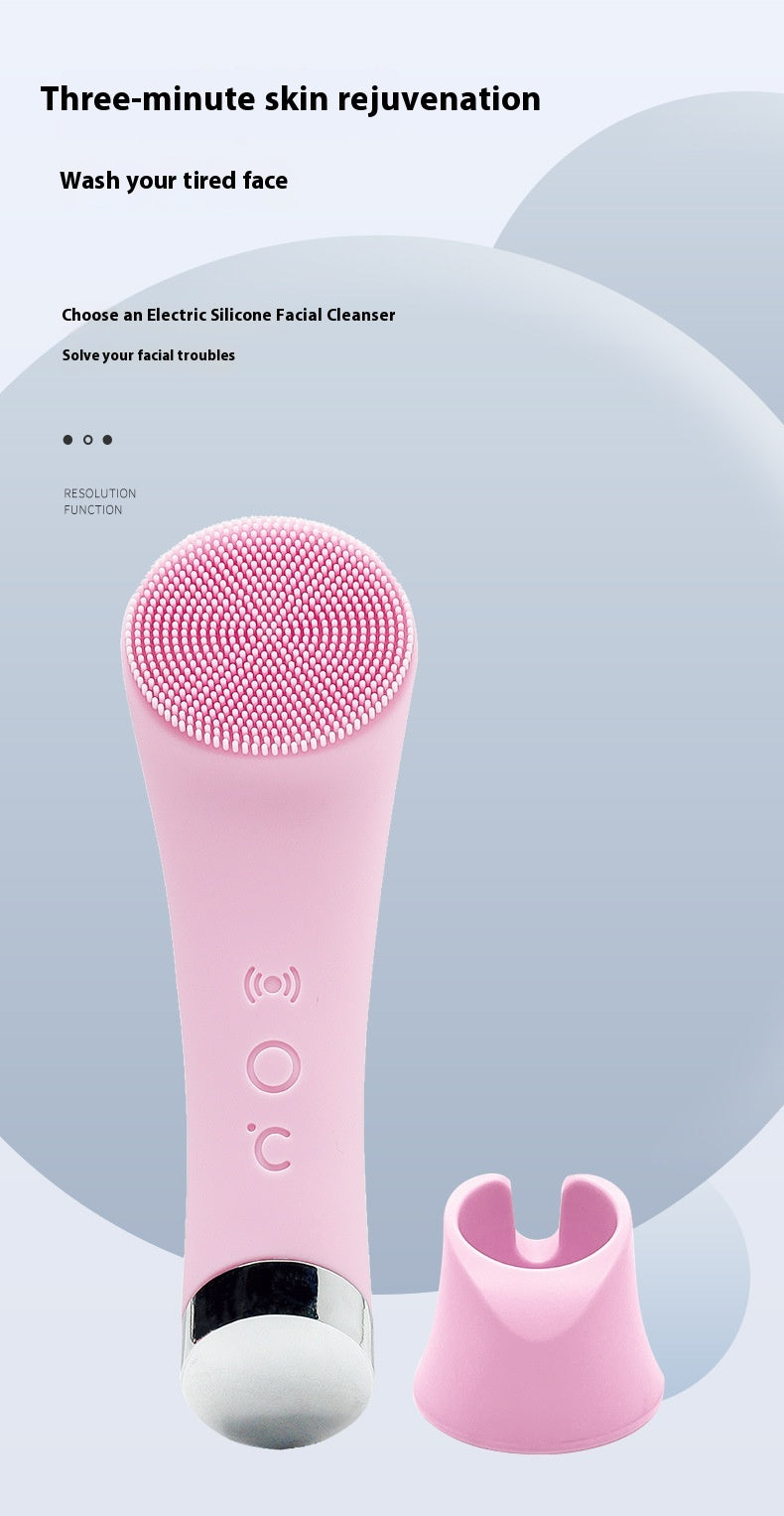 Silicone Facial Cleansing Brush with Vibration & Heating | Hello My Glow