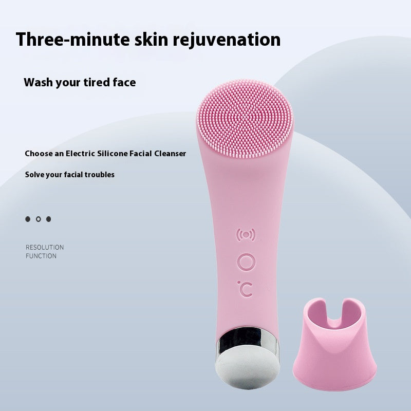 Silicone Facial Cleansing Brush with Vibration & Heating | Hello My Glow