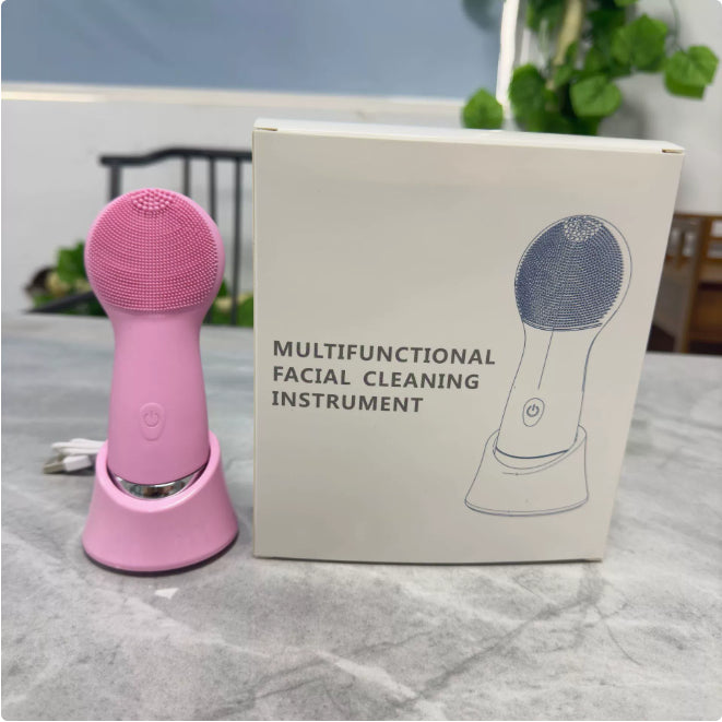 Silicone Facial Cleansing Brush with Vibration & Heating | Hello My Glow